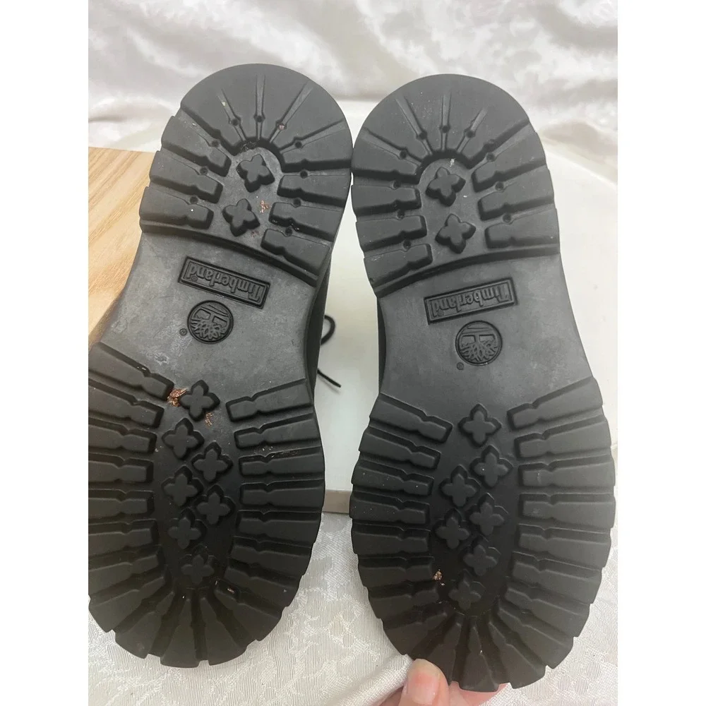 Timberland 6 Inch Premium Black Leather Waterproof Boots Kids Size 12 12807